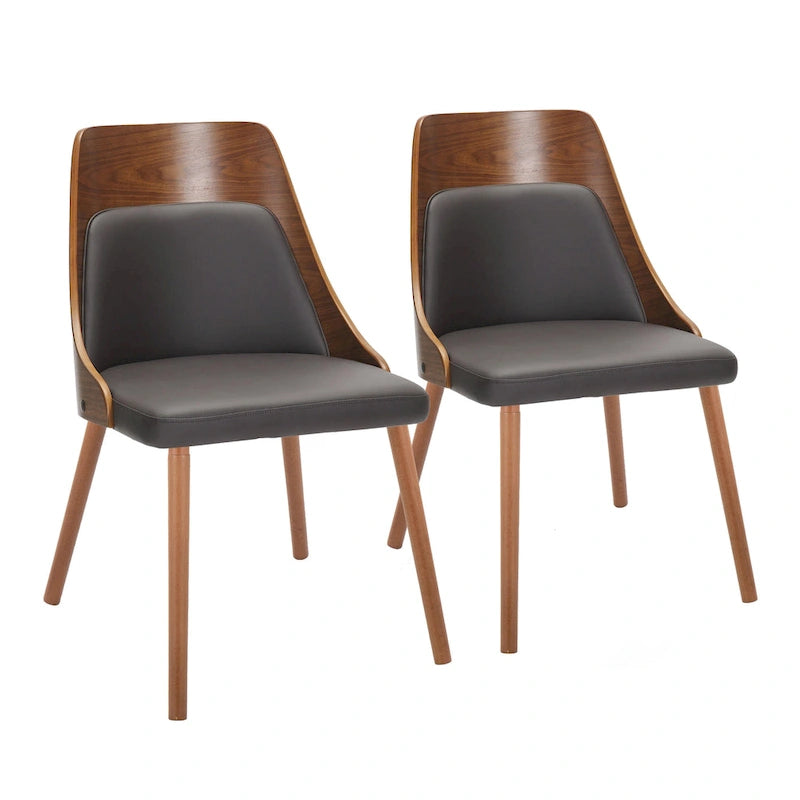 Chaises du milieu du siècle avec pieds fuselés en bois - Lot de 2