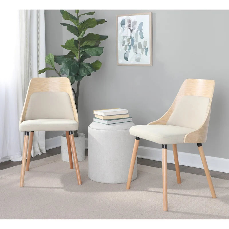 Chaises du milieu du siècle avec pieds fuselés en bois - Lot de 2