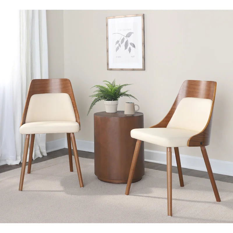 Chaises du milieu du siècle avec pieds fuselés en bois - Lot de 2