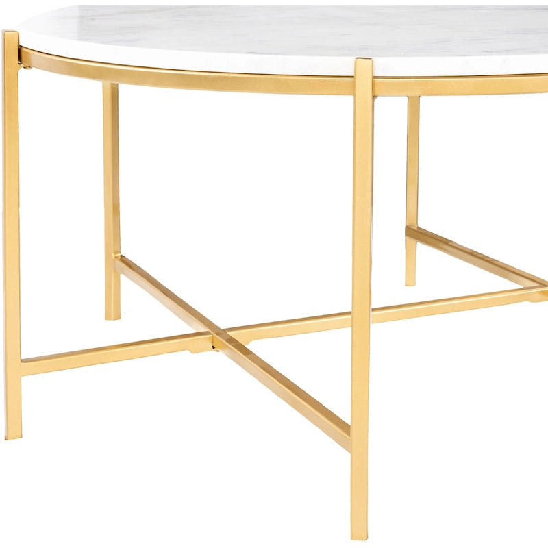 Table basse moderne artisanale en marbre et métal mat