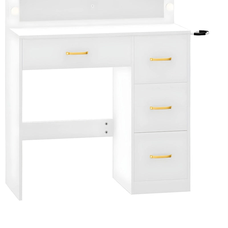 Table de maquillage miroir 35.4 avec tabouret et ampoules - 35,4L x 15,7W x 53,5H