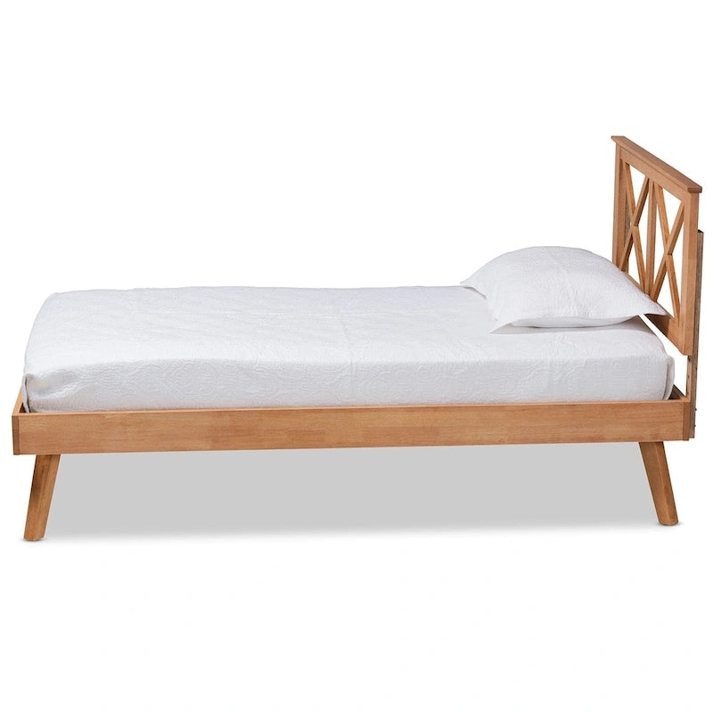 Lit plateforme en bois au fini brun contemporain