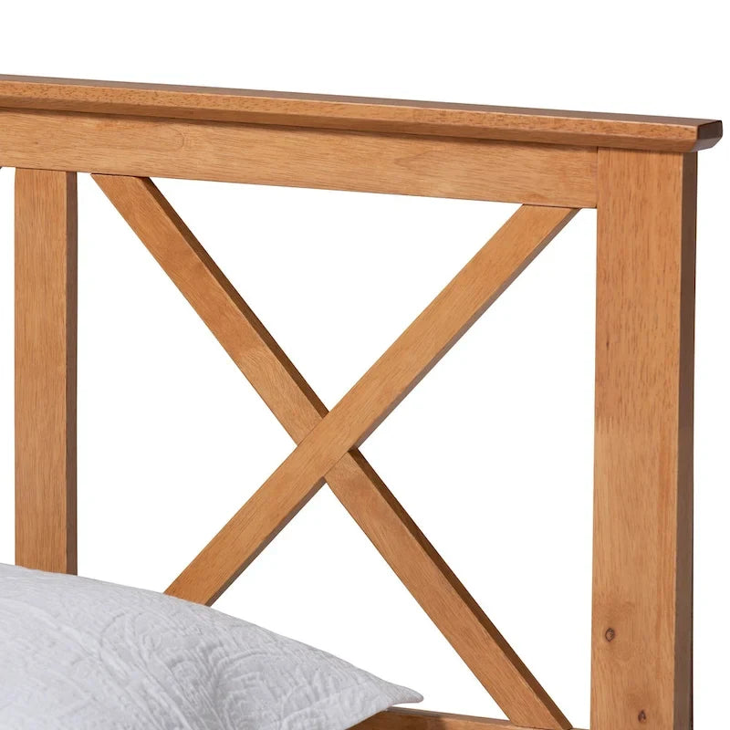 Lit plateforme en bois au fini brun contemporain
