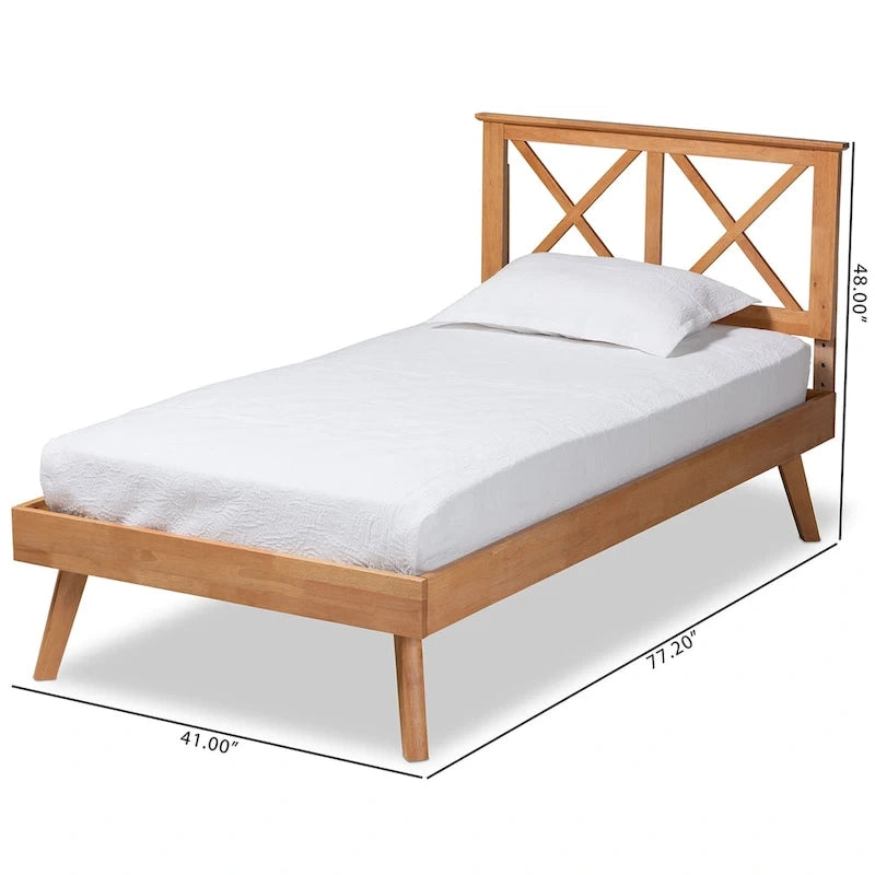 Lit plateforme en bois au fini brun contemporain