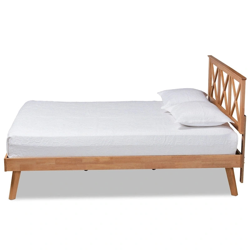 Lit plateforme en bois au fini brun contemporain