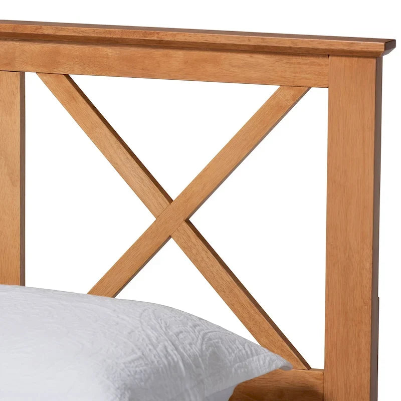 Lit plateforme en bois au fini brun contemporain