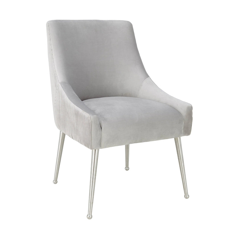 Chaise d'appoint en velours plissé gris clair