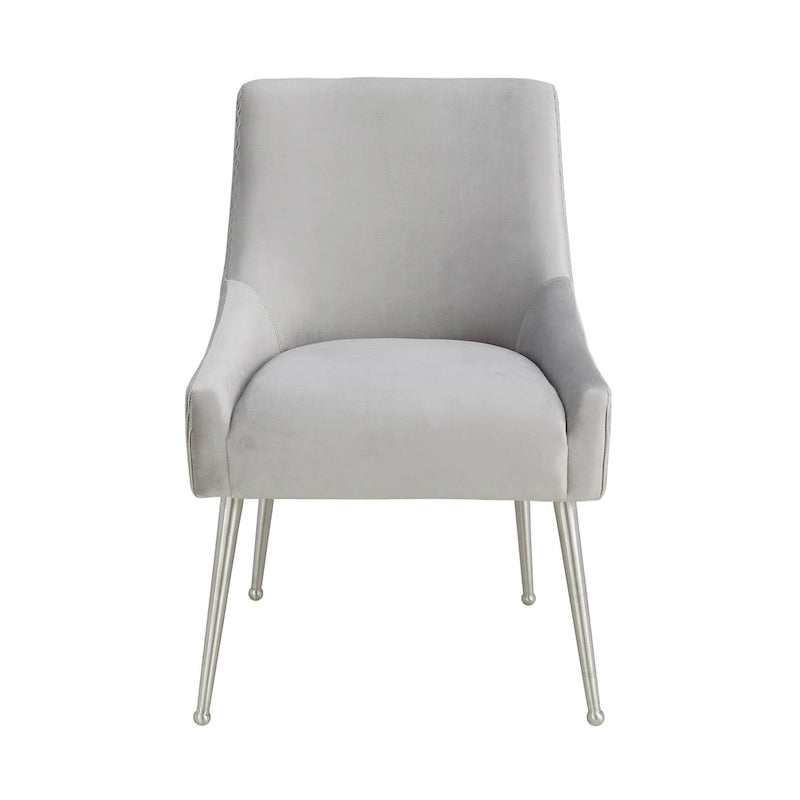 Chaise d'appoint en velours plissé gris clair