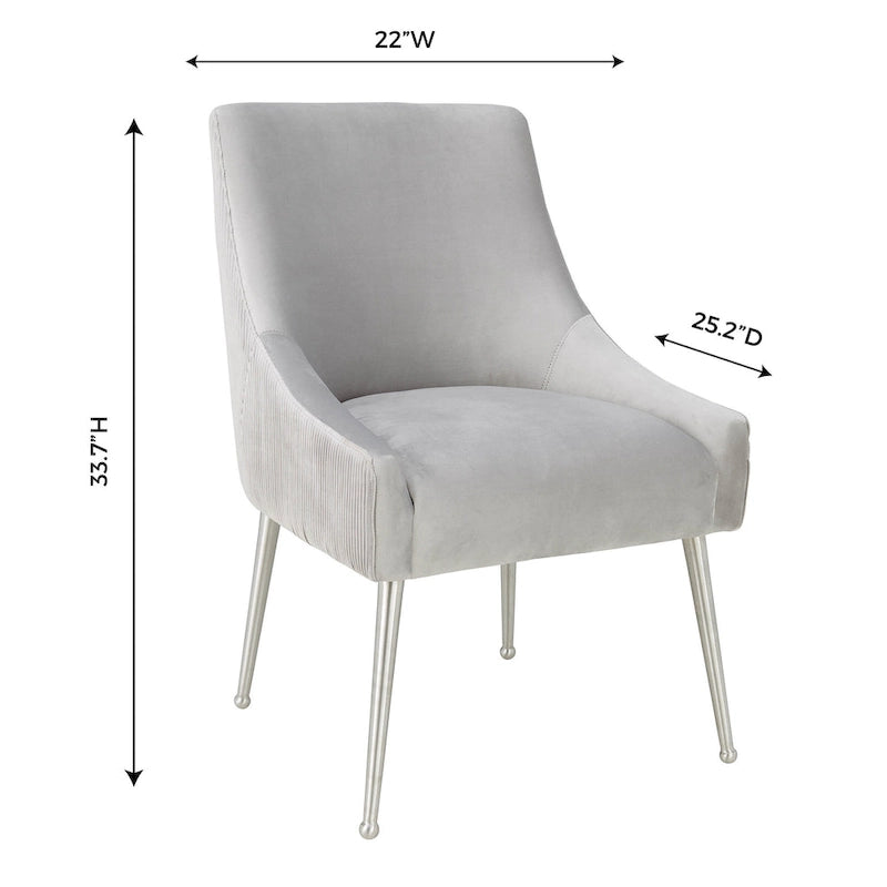 Chaise d'appoint en velours plissé gris clair