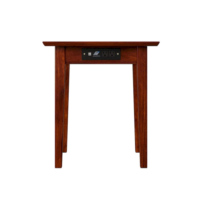 Table d'appoint Shaker avec chargeur en noyer