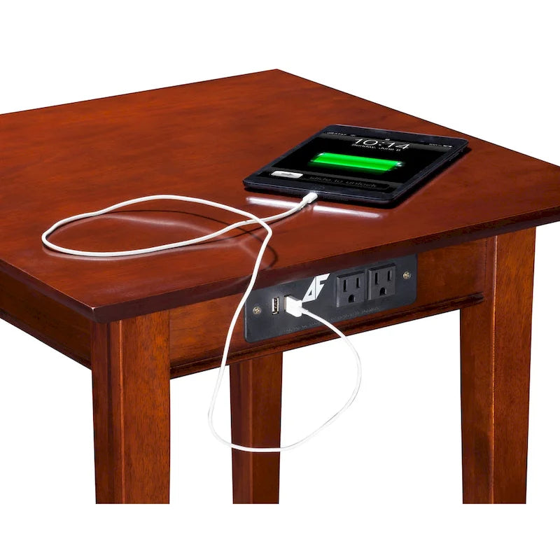 Table d'appoint Shaker avec chargeur en noyer