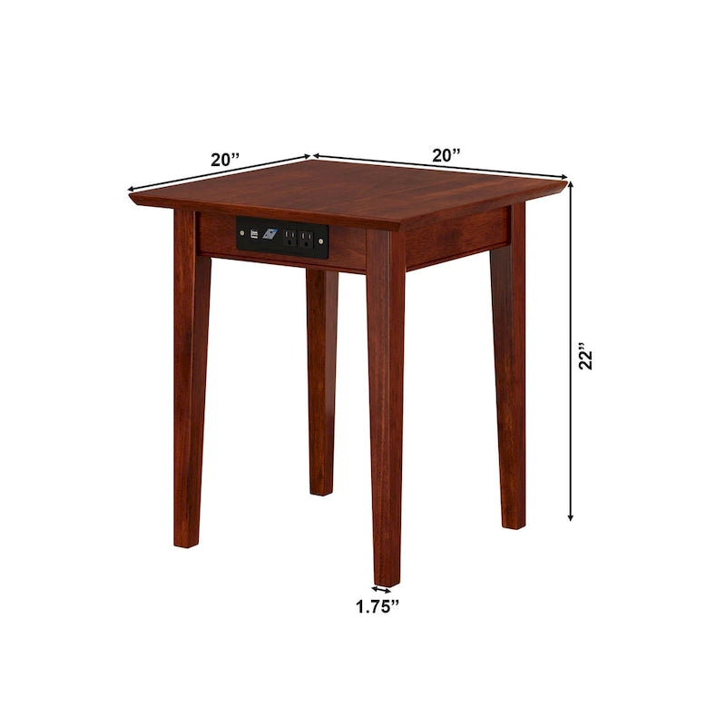 Table d'appoint Shaker avec chargeur en noyer