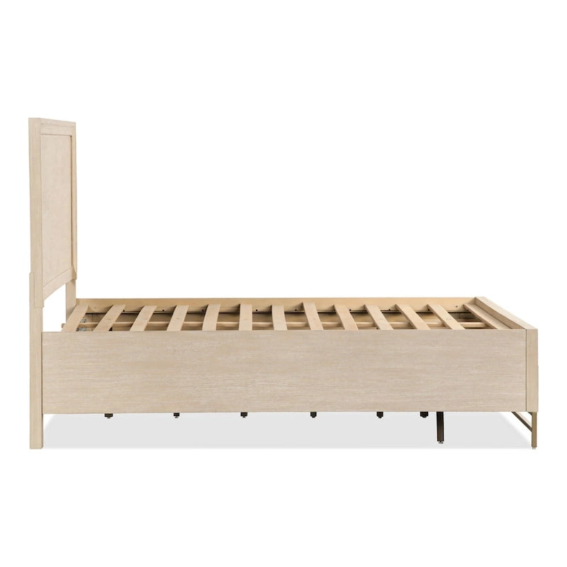 Ensemble de chambre à coucher 2 pièces en bois massif chêne transitionnel, lit et table de nuit