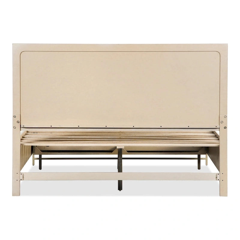 Ensemble de chambre à coucher 2 pièces en bois massif chêne transitionnel, lit et table de nuit