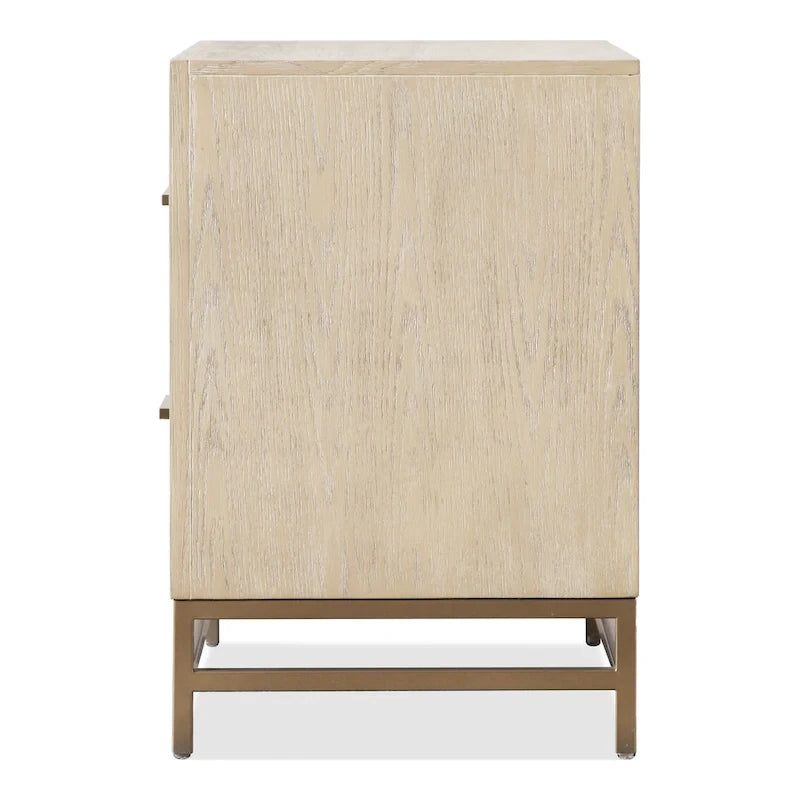Ensemble de chambre à coucher 2 pièces en bois massif chêne transitionnel, lit et table de nuit