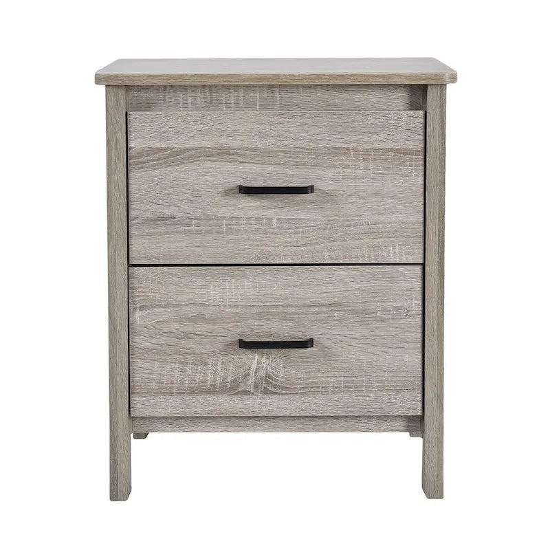 Table de chevet moderne avec 2 tiroirs et poignées métalliques