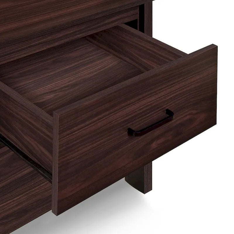 Table de chevet moderne avec 2 tiroirs et poignées métalliques
