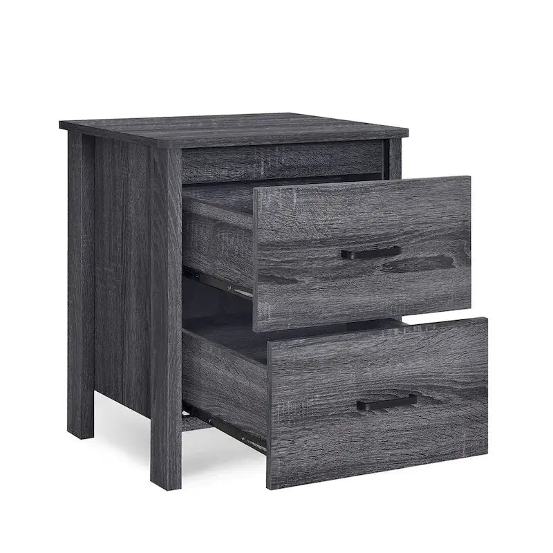 Table de chevet moderne avec 2 tiroirs et poignées métalliques