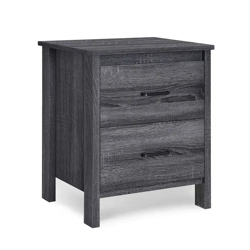 Table de chevet moderne avec 2 tiroirs et poignées métalliques