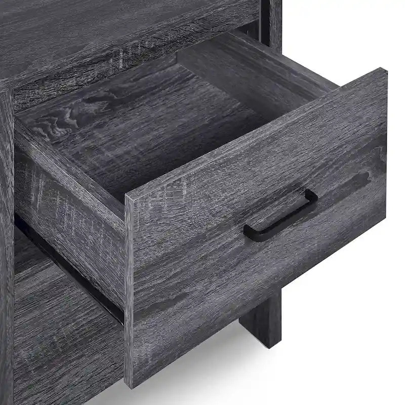 Table de chevet moderne avec 2 tiroirs et poignées métalliques