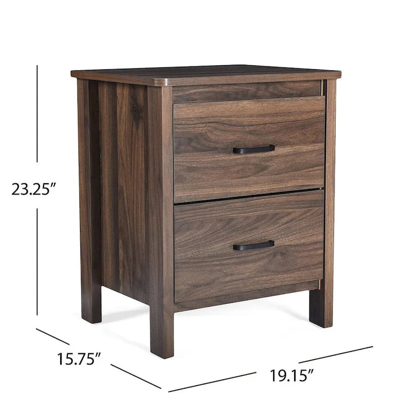 Table de chevet moderne avec 2 tiroirs et poignées métalliques