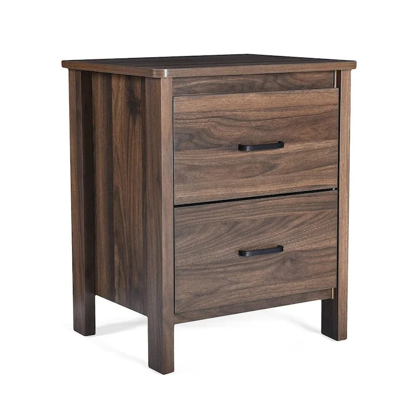 Table de chevet moderne avec 2 tiroirs et poignées métalliques