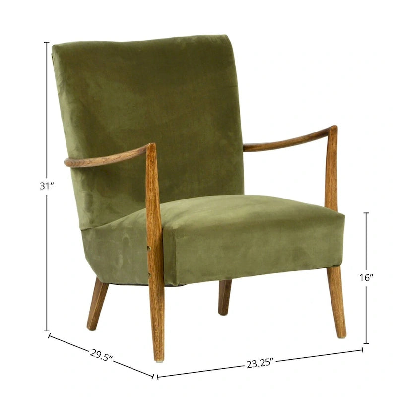 Fauteuil d'appoint en velours polyester, vert olive