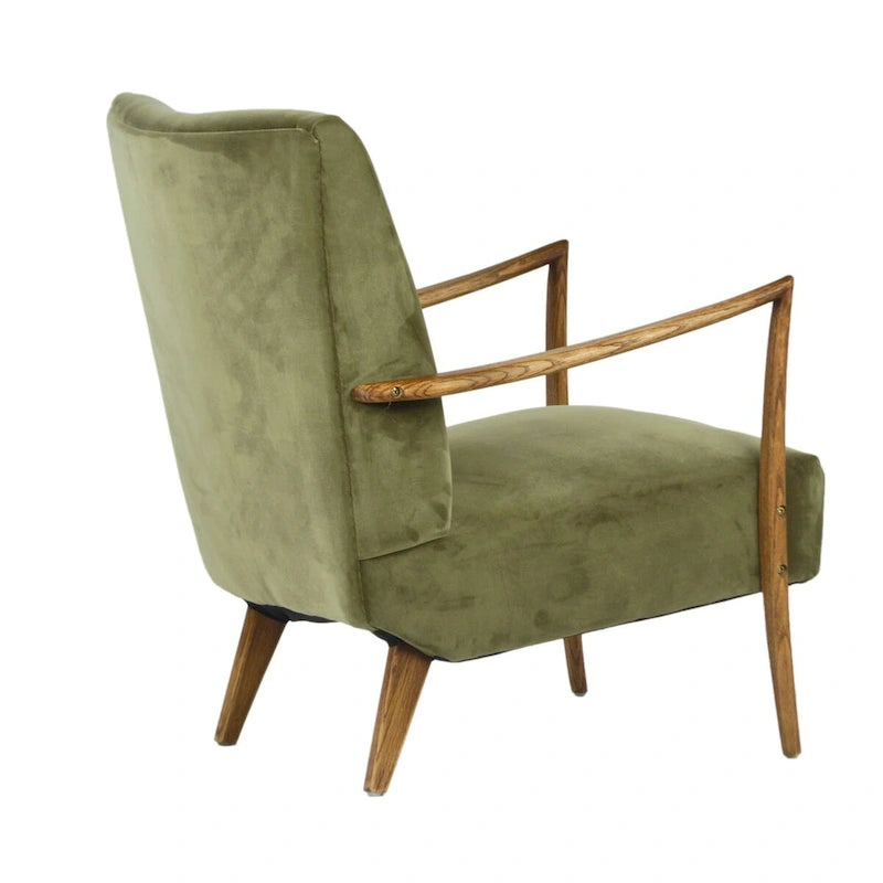Fauteuil d'appoint en velours polyester, vert olive