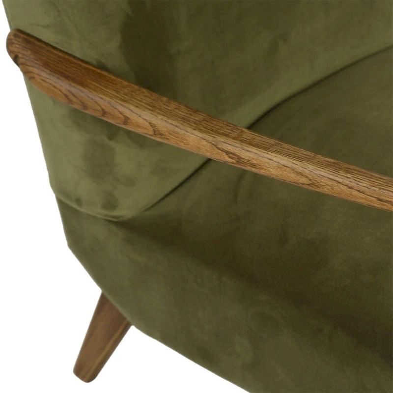 Fauteuil d'appoint en velours polyester, vert olive