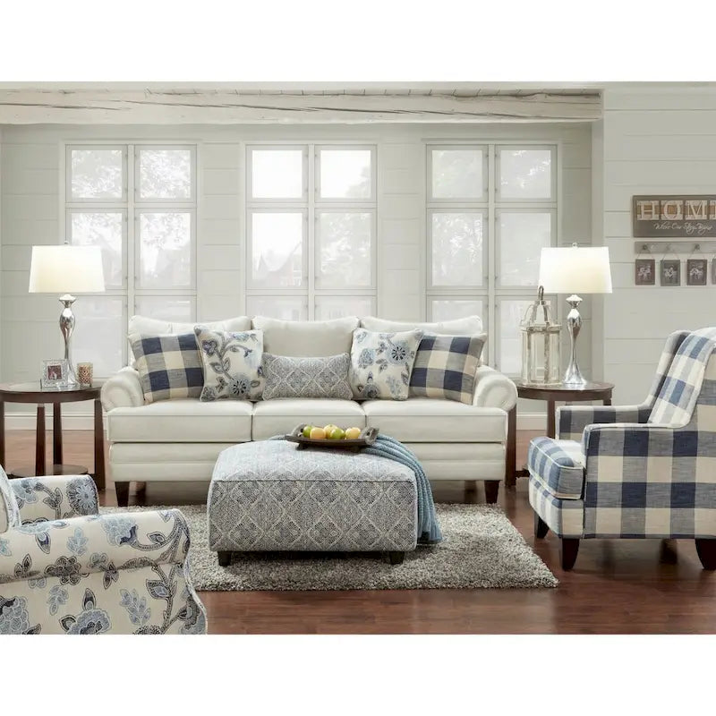 Fauteuil indigo crème avec accents bleus