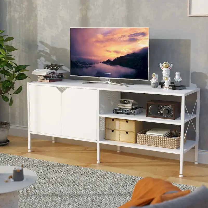 Pellebant TV Stand TV Console Entertainment Center with Storage Cabinet - 55.1 in W * 15.7 in D * 24 in H