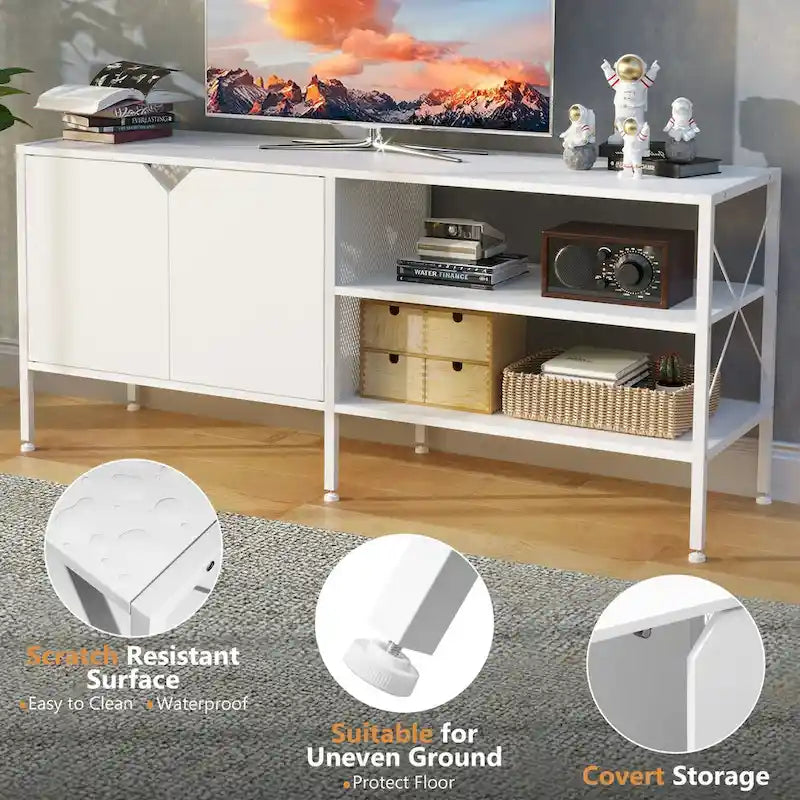 Meuble TV, console télé et centre de divertissement avec rangement - 140 cm L * 40 cm P * 61 cm H