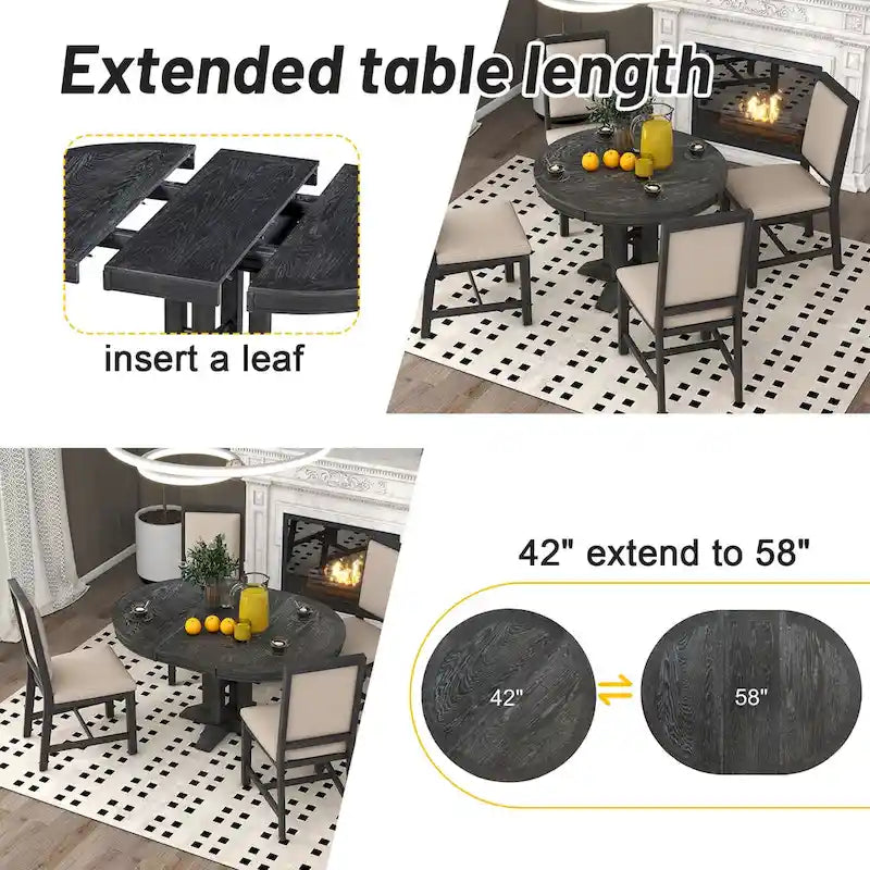 Table à manger de style rétro avec plateau extensible