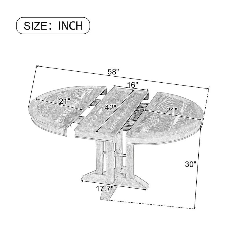 Table à manger de style rétro avec plateau extensible