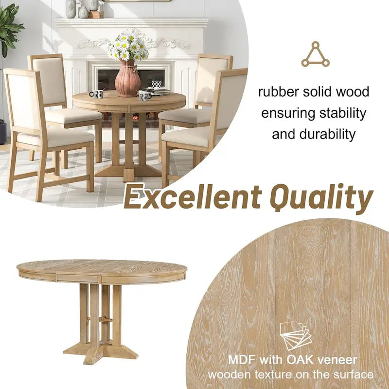 Table à manger de style rétro avec plateau extensible