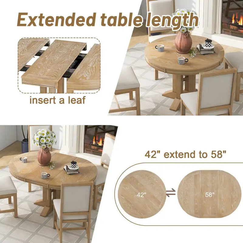 Table à manger de style rétro avec plateau extensible