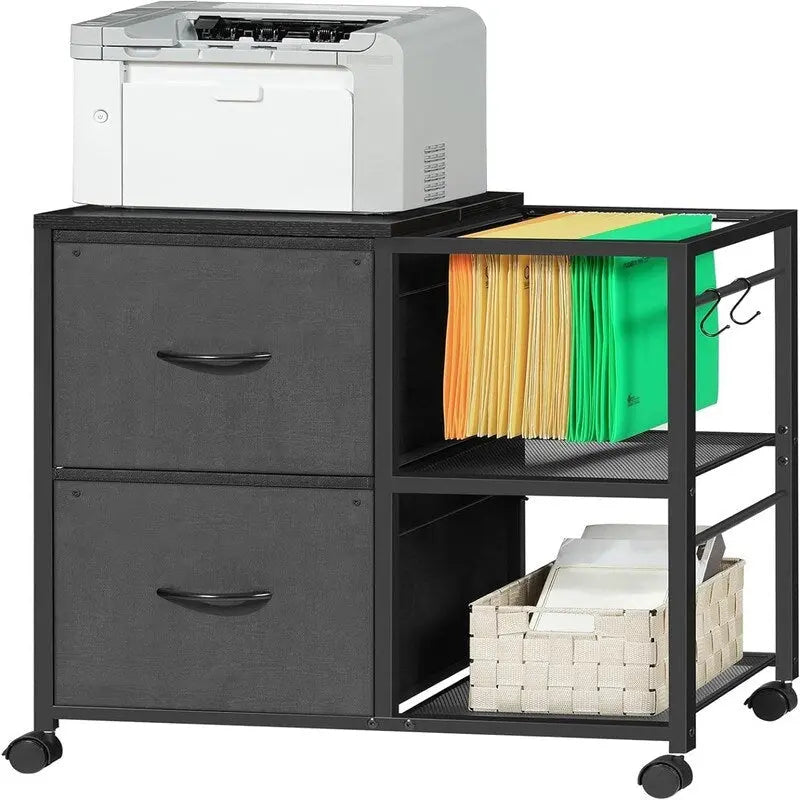 Caisson de rangement latéral à 2 tiroirs en tissu - 15,4 P x 27,9 L x 25,8 H
