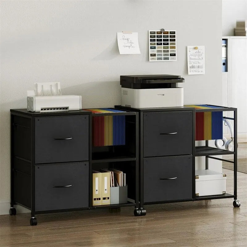 Caisson de rangement latéral à 2 tiroirs en tissu - 15,4 P x 27,9 L x 25,8 H