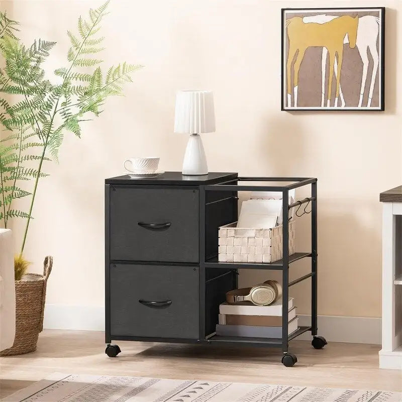 Caisson de rangement latéral à 2 tiroirs en tissu - 15,4 P x 27,9 L x 25,8 H