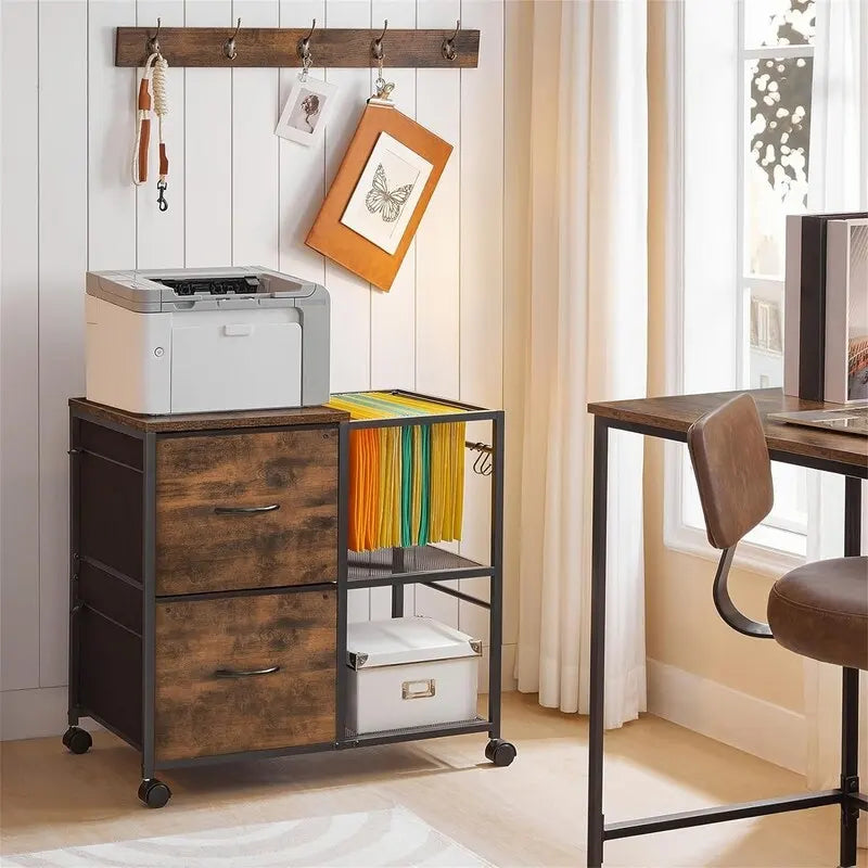 Caisson de rangement latéral à 2 tiroirs en tissu - 15,4 P x 27,9 L x 25,8 H