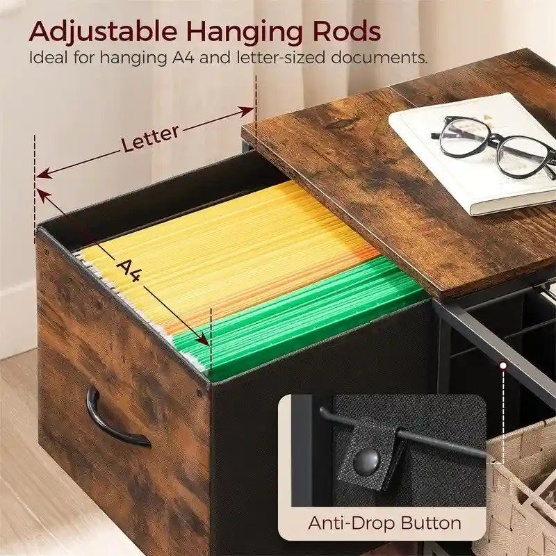 Caisson de rangement latéral à 2 tiroirs en tissu - 15,4 P x 27,9 L x 25,8 H