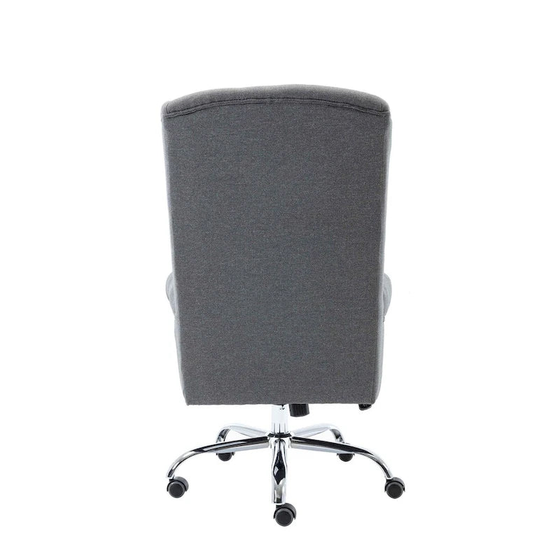 Chaise de bureau à oreilles, revêtement en lin