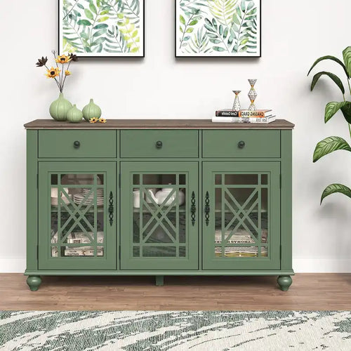 55 Vintage Style Kitchen Accent Buffet Sideboard Cabinet w/ Drawers - 55 in Width
