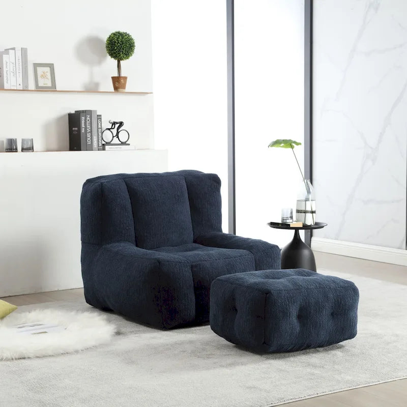 Fauteuil poire duveteux, canapé paresseux ultra doux avec mousse à mémoire de forme et repose-pieds, fauteuil poire moderne pour intérieur