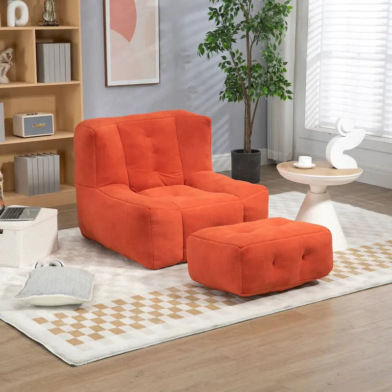 Fauteuil poire duveteux, canapé paresseux ultra doux avec mousse à mémoire de forme et repose-pieds, fauteuil poire moderne pour intérieur