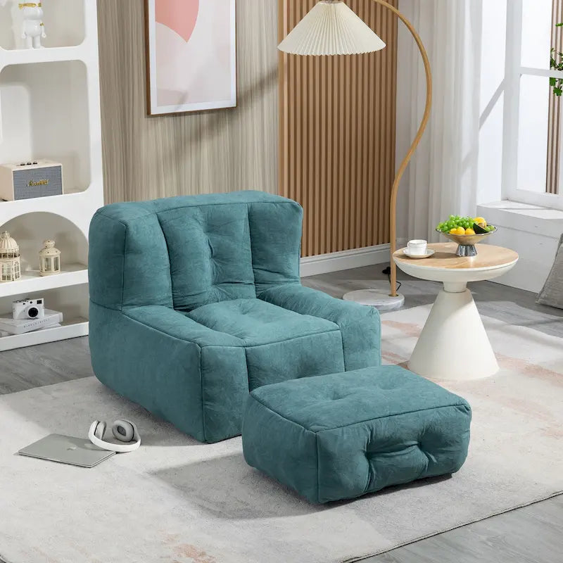 Fauteuil poire duveteux, canapé paresseux ultra doux avec mousse à mémoire de forme et repose-pieds, fauteuil poire moderne pour intérieur