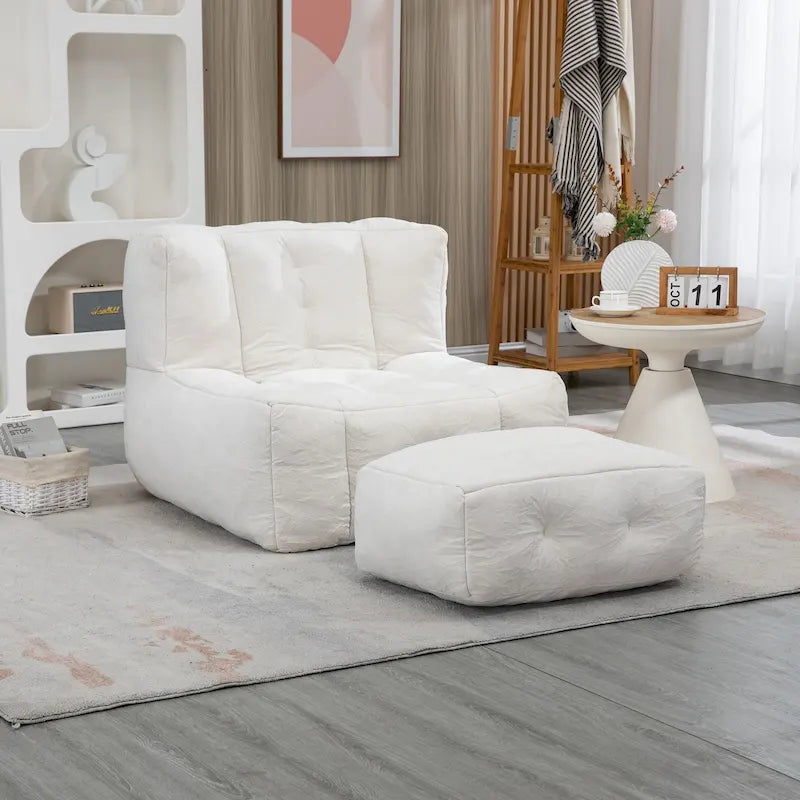 Fauteuil poire duveteux, canapé paresseux ultra doux avec mousse à mémoire de forme et repose-pieds, fauteuil poire moderne pour intérieur