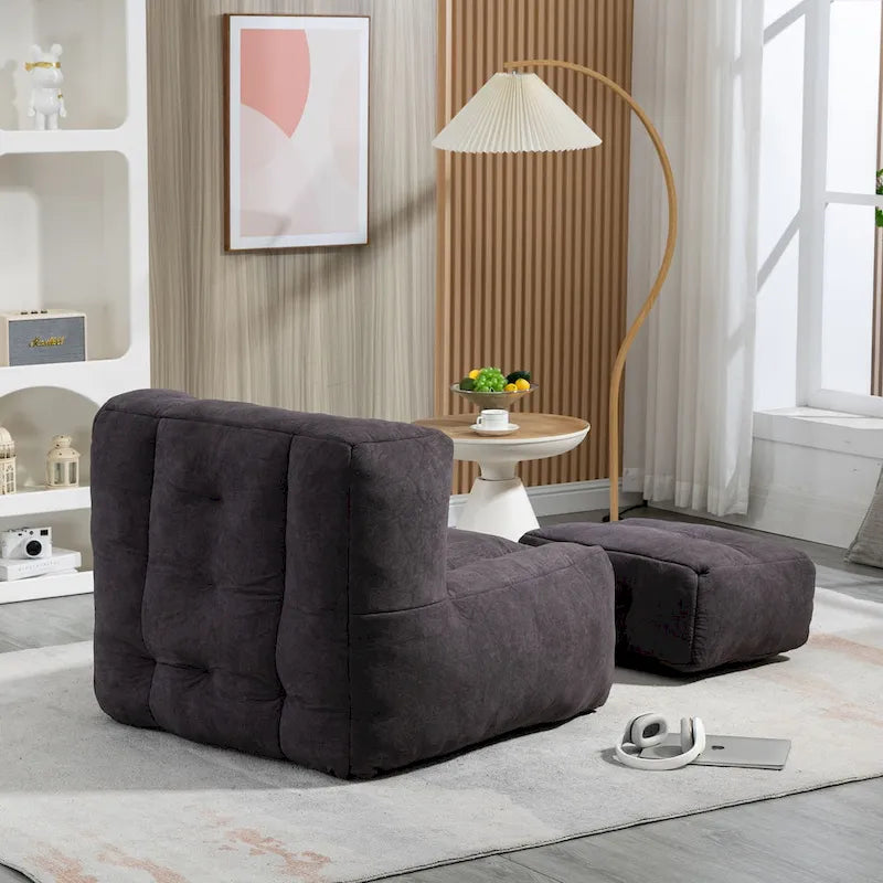 Fauteuil poire duveteux, canapé paresseux ultra doux avec mousse à mémoire de forme et repose-pieds, fauteuil poire moderne pour intérieur