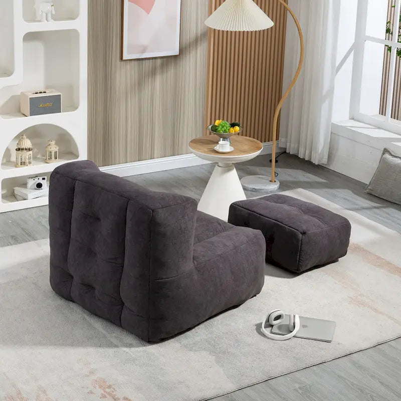 Fauteuil poire duveteux, canapé paresseux ultra doux avec mousse à mémoire de forme et repose-pieds, fauteuil poire moderne pour intérieur