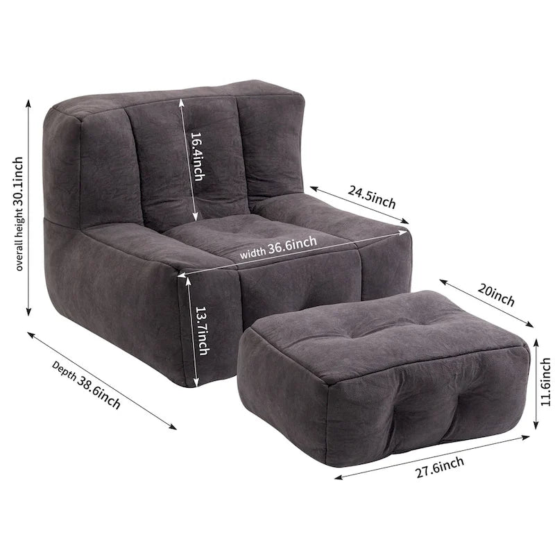 Fauteuil poire duveteux, canapé paresseux ultra doux avec mousse à mémoire de forme et repose-pieds, fauteuil poire moderne pour intérieur